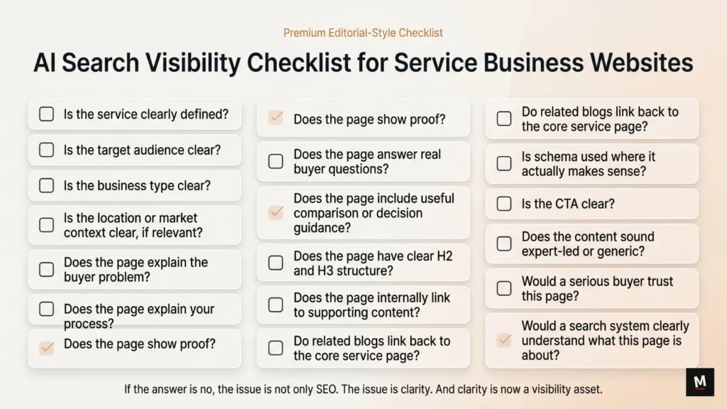 AI search visibility checklist for service business websites